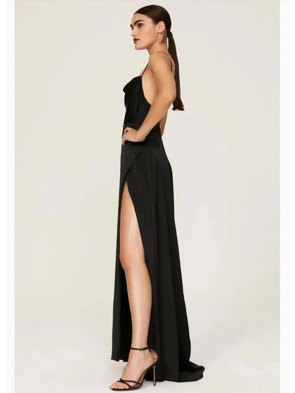 NWT Black Free People x Fame & Partners Rosabel Maxi Slip Dress, size 8